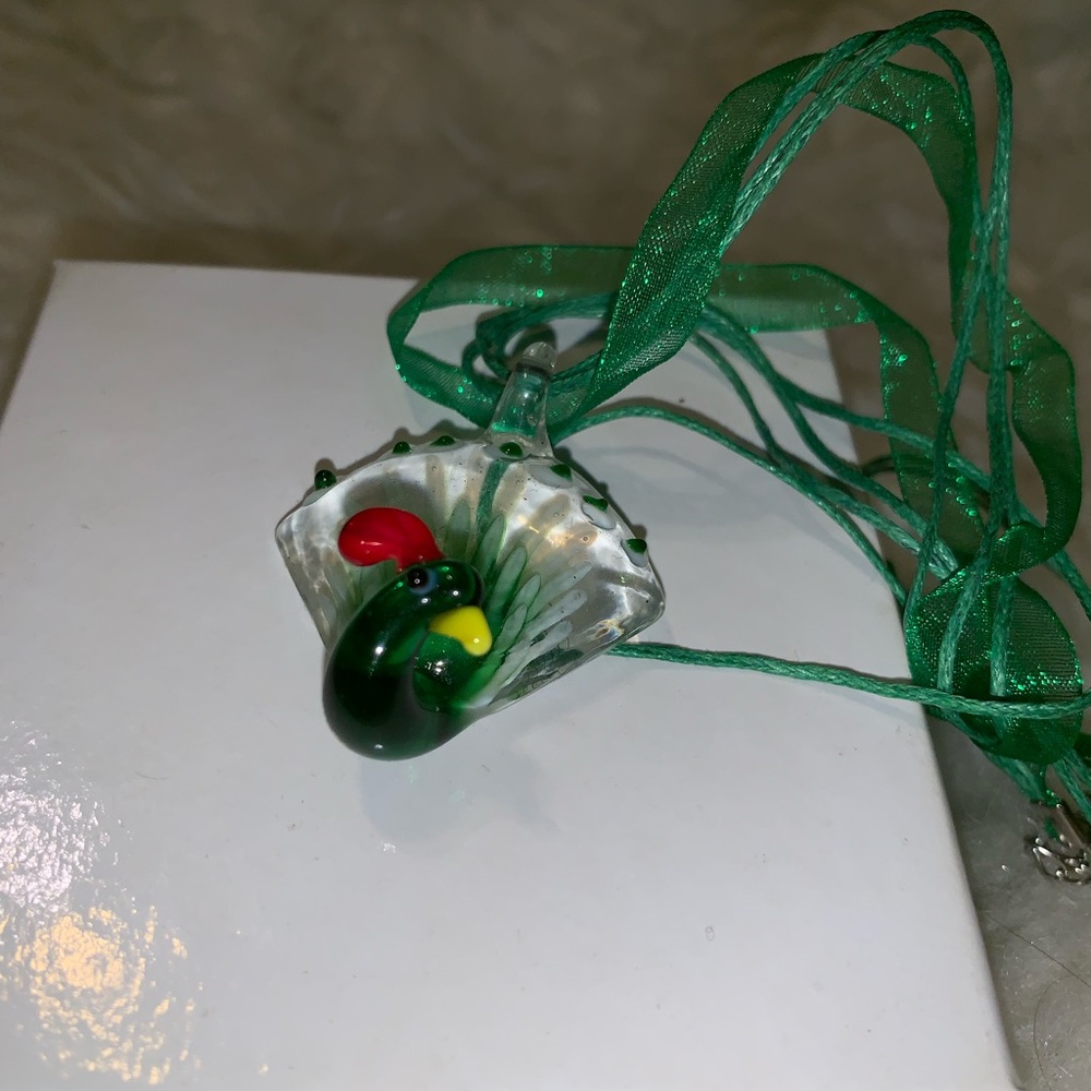 Peacock Glass Pendant Necklace